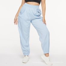 Wholesale Custom Jogger Pants Blue Fitness Sweatpants Elastic Waistband Jogging Fitness Pant With Pocket